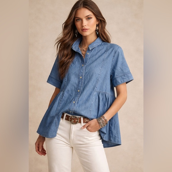 Marina Rinaldi Denim Button Down Size 16 NWT - Picture 2 of 9